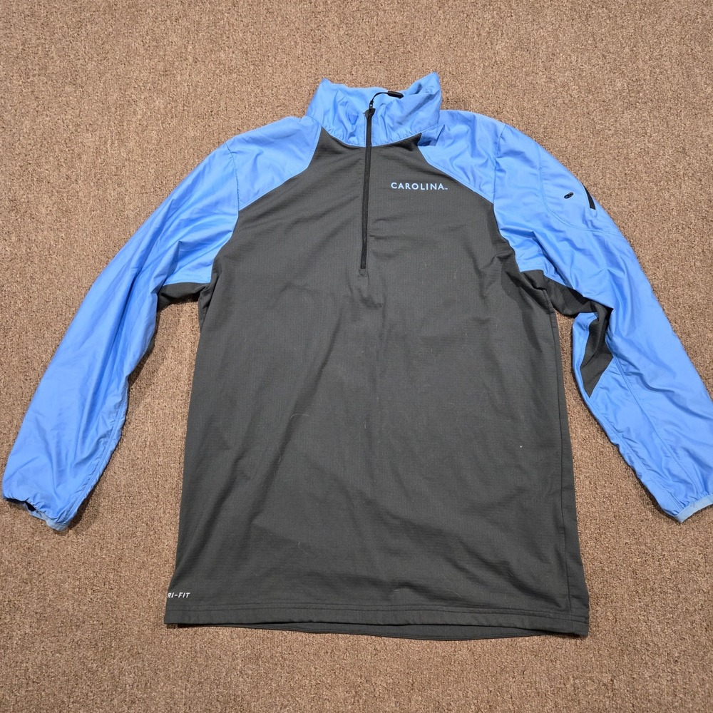Nike Pullover Mens XL Gray Blue 1/4 Zip Carolina Tar‎ Heels Dri-FIT Athletic Top